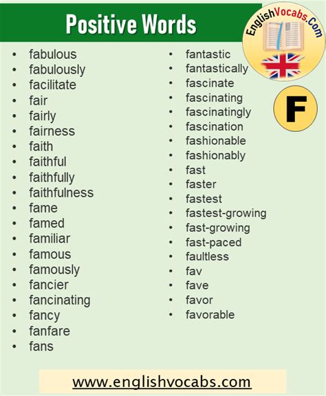 Positive Words That Start With F List Of 48 Positive Words 46 Off