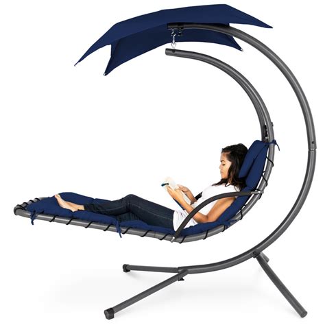 Best Choice Products Hanging Curved Chaise Lounge Chair Swing For