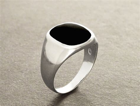 Anillos de Gran Tamaño Anillo Hipster anillo de ónix negro plata