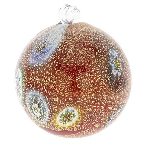 Christmas Tree Ornaments Murano Glass Medium Millefiori Christmas Ornament Red Gold