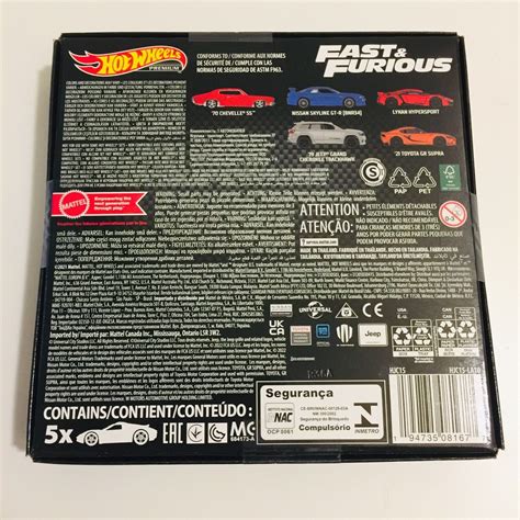 Hot Wheels Fast And Furious Box Set 5 Pack R34 Skyline Supra Lykan Jeep Chevelle 194735081677