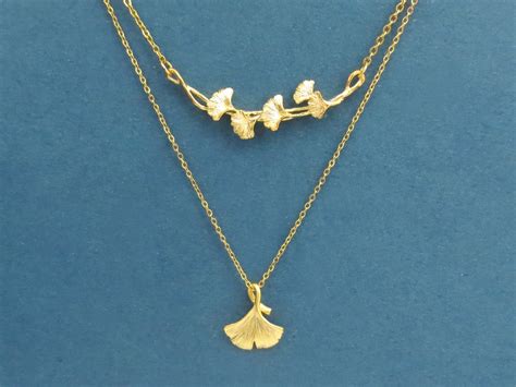 Ginko Necklace Set, Ginko Leaf Necklace, 14K Gold/ Silver Necklace ...