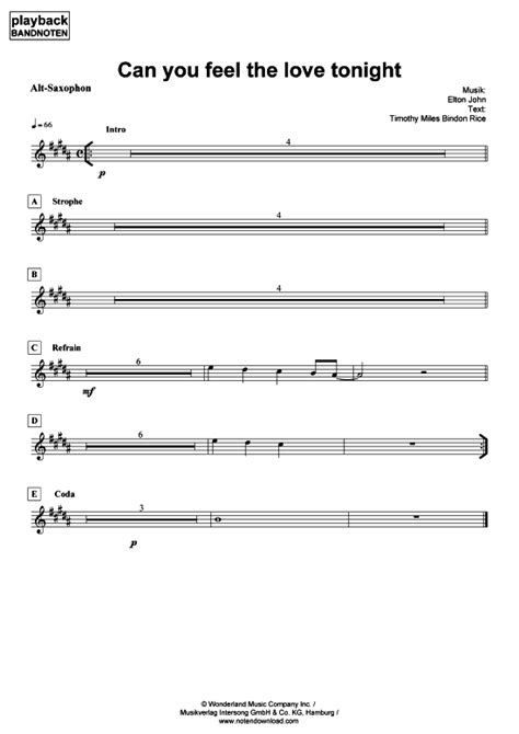 Can You Feel The Love Tonight Alt Sax Pdf Noten Von Elton John In Pbn005 2