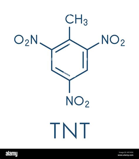 trinitrotoluene tnt high explosive molecule skeletal formula stock