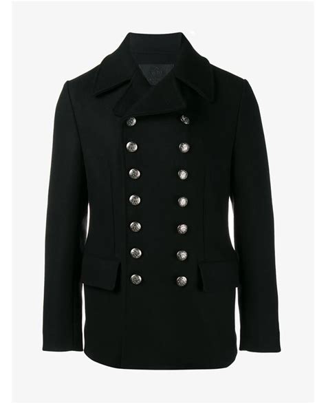 Dolce And Gabbana Double Breasted Wool Blend Pea Coat In Black Modesens Button Peacoat