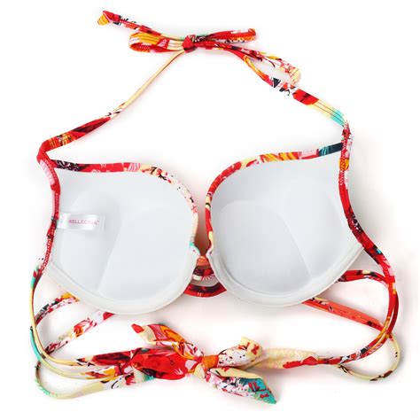 Relleciga Damen Bademode Bikini Top Extra Push Up Oberteil Blumen Gelb Relleciga De