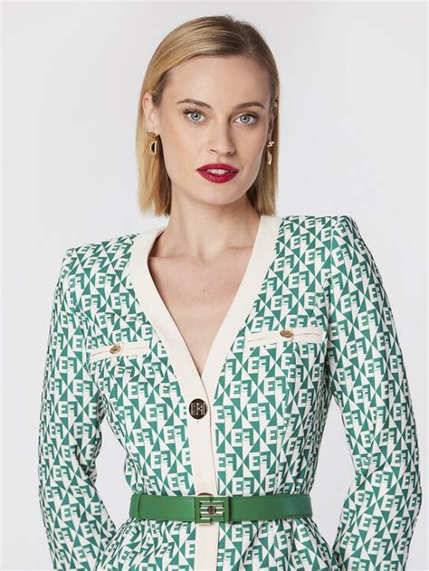 Elisabetta Franchi Kleid für den Alltag AB-165-26E2-V580 Grün Slim Fit ...