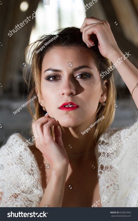 Naked Girl Covers Her Breast Handkerchief Stock Photo Shutterstock