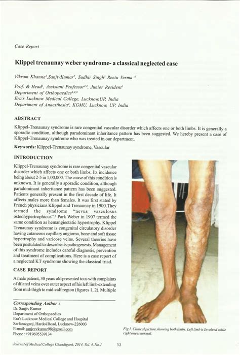 Pdf Klippel Trenaunay Weber Syndrome A Classical Neglected Case