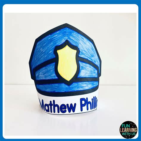 Editable Police Officer Hat Crafts Community Helper Crown Craft