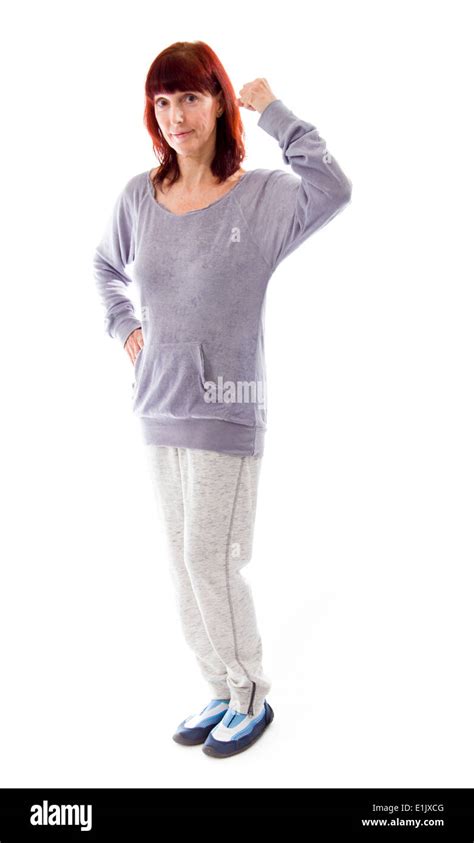 Mature Woman Showing Off Her Muscle Stock Photo Alamy