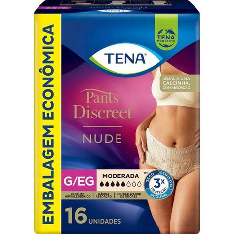 Calcinha Descartável Tena Pants Discreet Nude G EG 16 Unidades Roupa Íntima Descartável