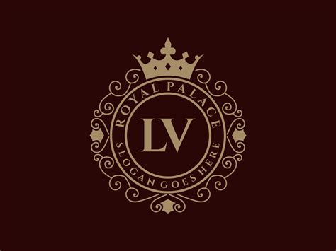 Brief Lv Antiek Koninklijk Luxe Victoriaans Logo Met Sier Kader