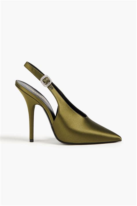 SAINT LAURENT Yasmeen 115 Satin Slingback Pumps THE OUTNET