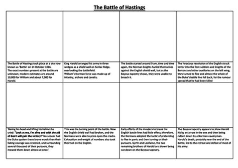 The Battle Of Hastings Comic Strip And Storyboard Teaching Resources