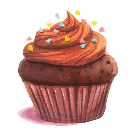 Premium Vector Chocolate Cupcake Water Color Ilstratiton