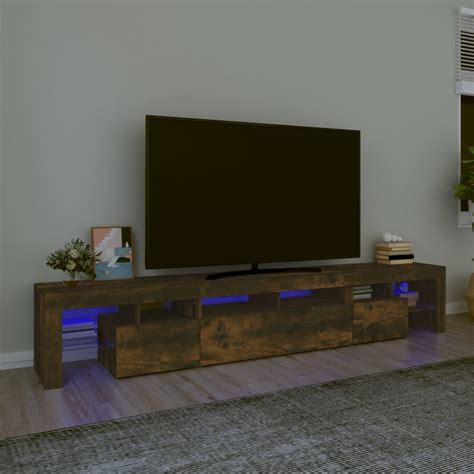 vidaXL Szafka pod TV z oświetleniem LED przydymiony dąb 230x36 5x40 cm