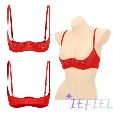 Women Push Up Bralette Cupless Lingerie Party Rhinestone Decor Cami Underwire Padded Bra Tops