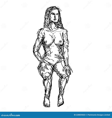 Female Human Figure Model Posing And Sitting In The Nude Viewed From