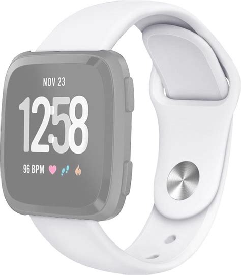 By Qubix Fitbit Versa 1 2 Lite Siliconen Bandje Large Wit