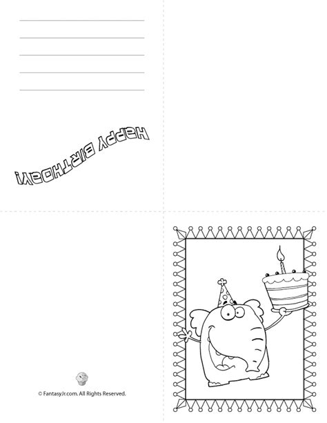 Printable Kids Birthday Cards (Quad Fold) - Elephant | Woo! Jr. Kids ...