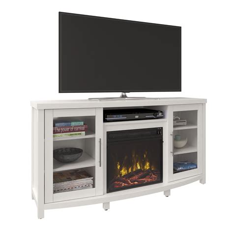 white tv console with fireplace - Maryland Falk