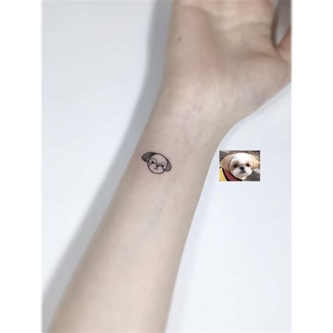 Minimalistic Style Shih Tzu Portrait Tattoo Located On