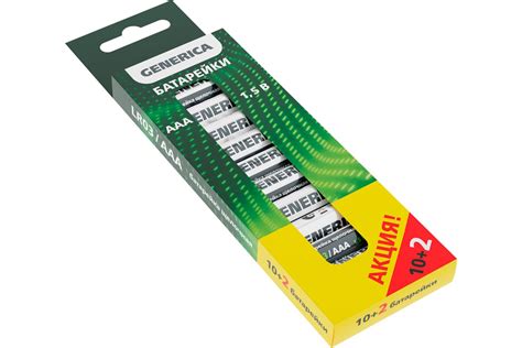 Батарейка GENERICA щелочная, alkaline, lr03/aaa (10+2шт) ABT-LR03-ST ...