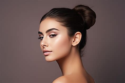 Premium AI Image Calm And Captivating A CloseUp Portrait Of A Brunette Student Embracing Serenity