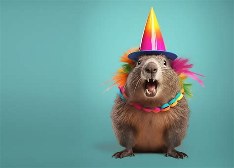 Premium Ai Image A Beaver Wearing A Party Hat Is Wearing A Party Hat