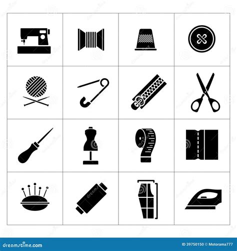 Fije Los Iconos De La Costura Ilustración del Vector - Ilustración de ...