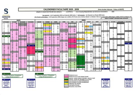 Calendrier Sorbonne Nouvelle 3