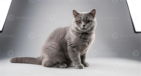 Clean Studio Photography Featuring British Shorthair Cat on Beige