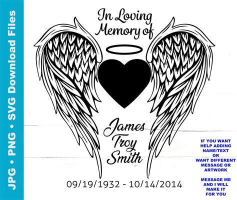 In Loving Memory Angel Wings Svg Add Name W Wings Angel Etsy