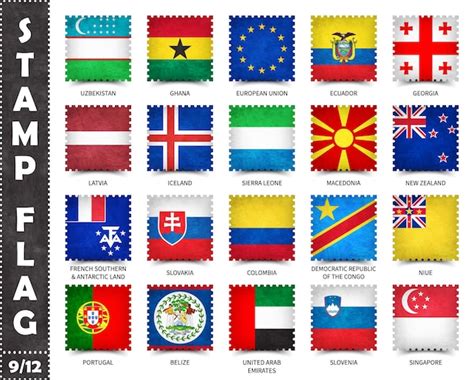 Premium Vector Stamps Set Of Official Flags Of Countries In The World