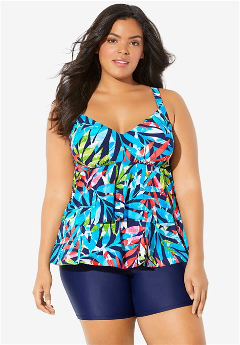 Ruffle Tankini Swim Top By Trimshaper By Miraclebrand Plus Size Swim