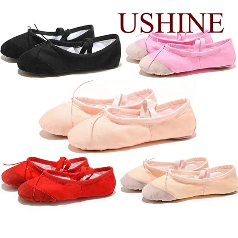 Балетные туфли USHINE из канвы для девочек и взрослых | AliExpress