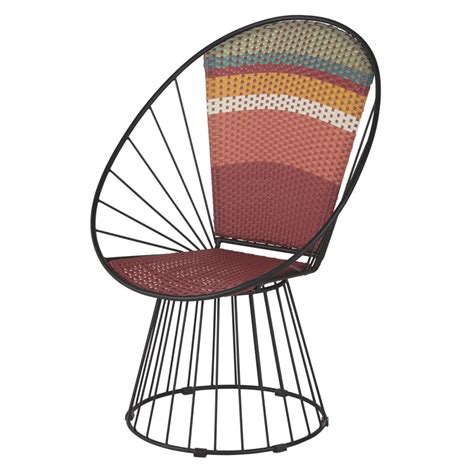 Fauteuil De Jardin Marambia En R Sine Tress E Multicolore Et Fer Noir