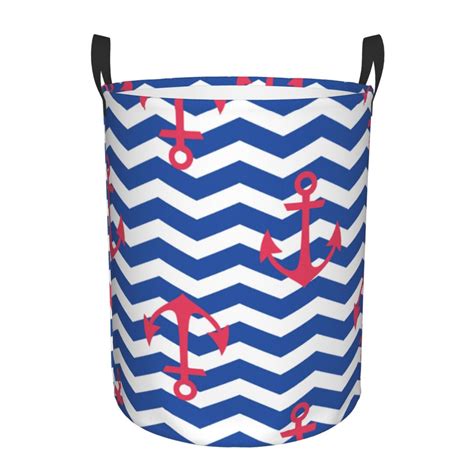 Fotbe Nautical Anchors Laundry Basket With Handles Waterproof Large