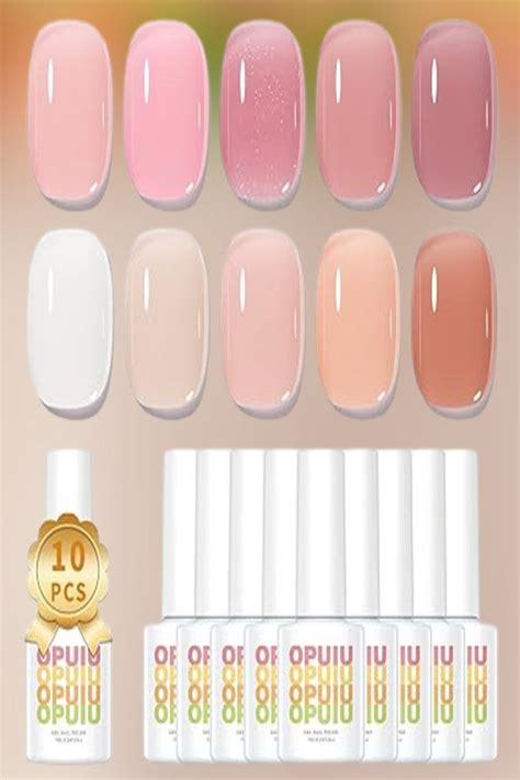 Opuiu Milky White Nude Pink Red Glitter Jelly Gel Nail Polish Set Bottles Summer Sheer