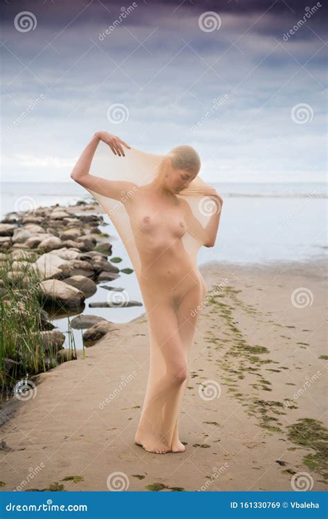 Nude Model Posing In Stocking In The Sea At The Beach Stock Image Image Of Model Outdoor