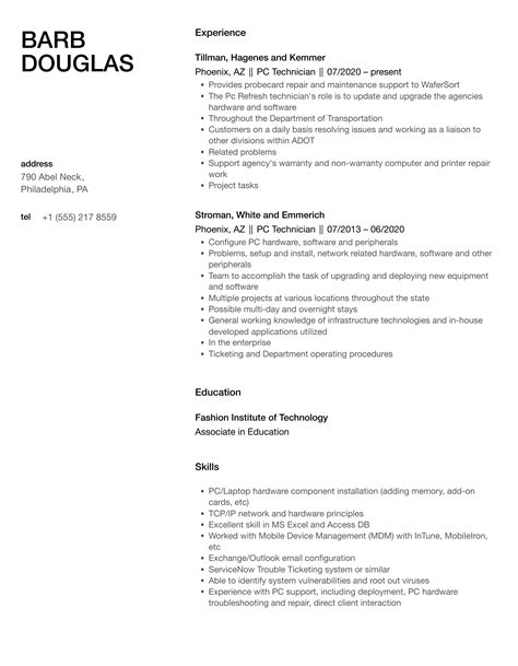 PC Technician Resume Samples | Velvet Jobs