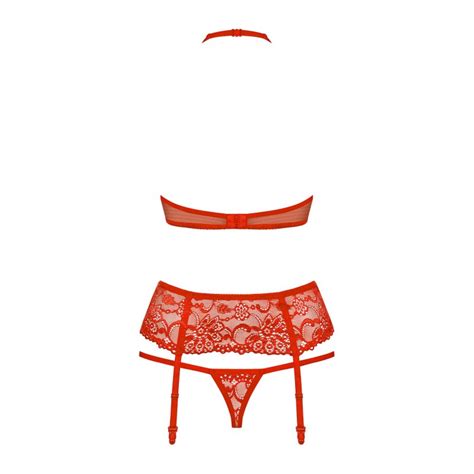 Glamorous Red 3 Piece Set Lingerie Rigazo