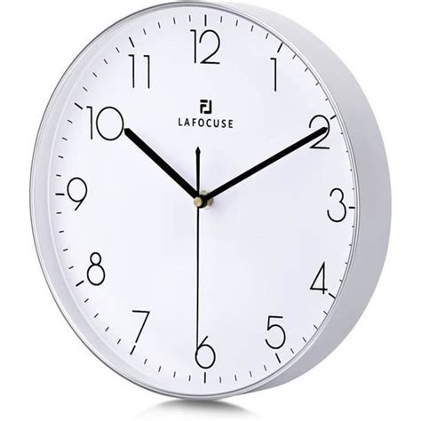 Lafocuse Horloge Murale Argent Moderne Silencieuse Classique Haute