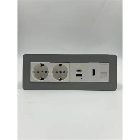 Встраиаемая розетка для столешницы Inrior на 2 EURO USB A+C, RJ45, HDMI ...