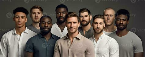 Diverse Group Of Men Standing Together Multicultural Male Beauty