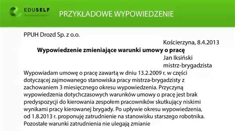 Wypowiedzenie Zmieniaj Ce Czyli Zmiana Warunk W Pracy Aplikuj Pl