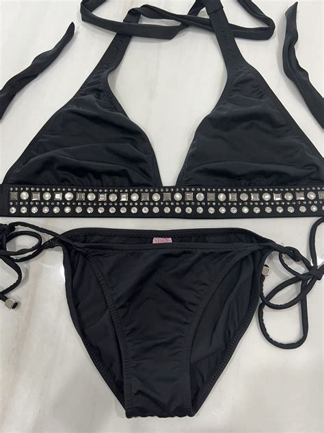 Venus Black Halter Bikini Top W Grommets Dd Ddd D String