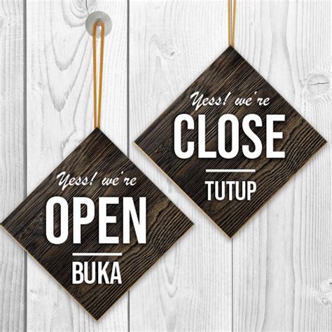 Jual Open Closed Sign Buka Tutup Toko Motif Kayu Shopee Indonesia