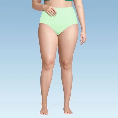 Lands End Women S Plus Size Sculpting Suit High Waisted Bikini Bottoms W Icy Mint Green